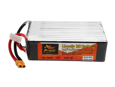 ZOP POWER 22.2V 8000mAh 60C 6S Lipo Battery With XT60 Plug For RC Model For Sale