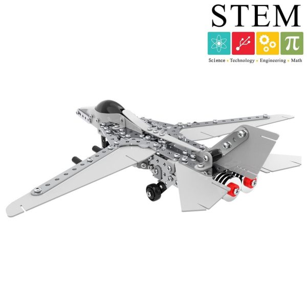 NFSTRIKE 452Pcs Plane Helicopter Model DIY Stainless Steel Metal Assembly Building Block Kit Steam Stem Toys for kids boys Online Sale