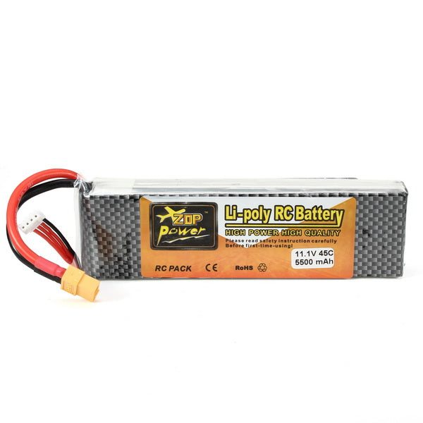 ZOP Power 11.1V 5500mAh 3S 45C Lipo Battery XT60 Plug With Remote Battery Monitor For Cheap