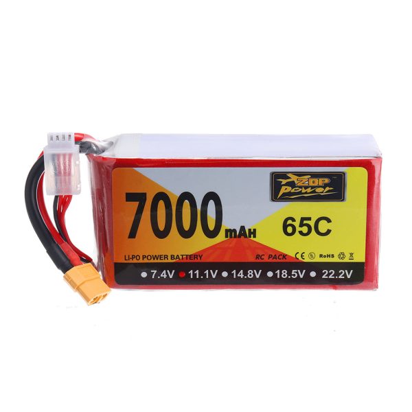 ZOP Power 11.1V 7000mAh 65C 3S Lipo Battery XT60 Plug for Hubsan X4 Pro FPV Quadcopter For Discount