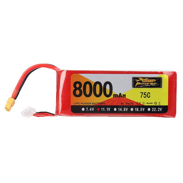 ZOP Power 11.1V 8000mAh 75C 3S Lipo Battery XT60 Plug for RC Quadcopter Airplane Car Online Hot Sale