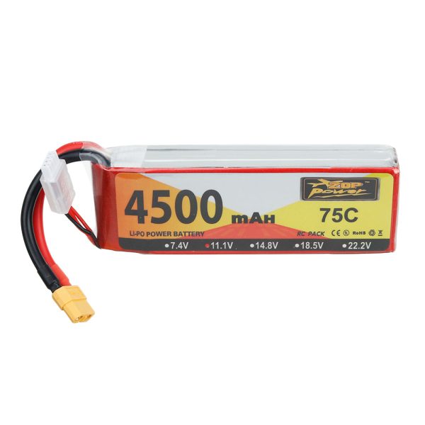 ZOP Power 11.1V 4500mAh 75C 3S Lipo Battery XT60 Plug for RC Drone Car Boat Helicopter Airplane Online Sale