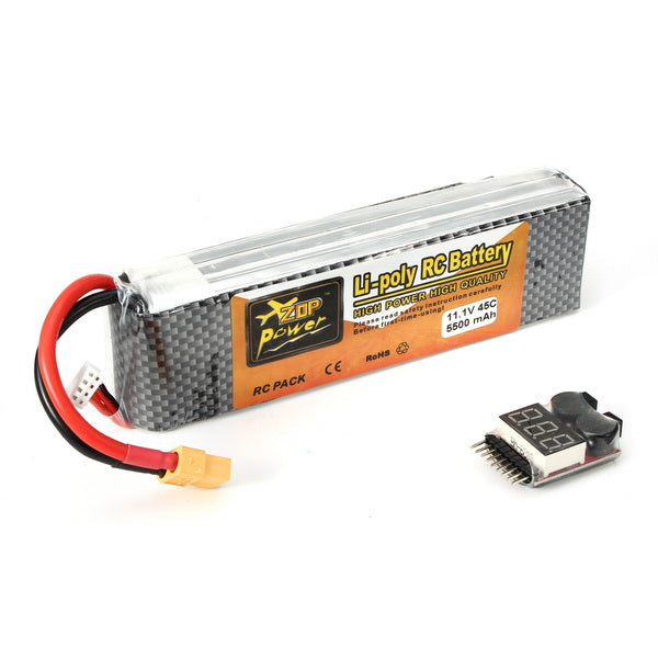 ZOP Power 11.1V 5500mAh 3S 45C Lipo Battery XT60 Plug With Remote Battery Monitor For Cheap