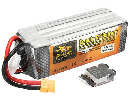 ZOP Power 11.1V 8000mAh 3S 40C Lipo Battery XT60 Plug With Battery Alarm Online Sale