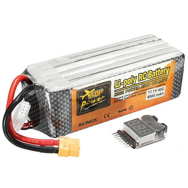 ZOP Power 11.1V 8000mAh 3S 40C Lipo Battery XT60 Plug With Battery Alarm Online Sale