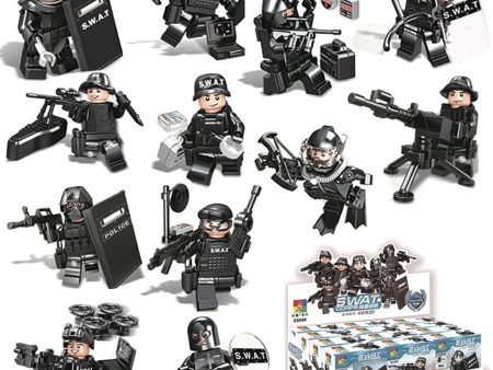 12 Types Small Particle DIY Puzzle Assembly SWAT Team Doll Building Block Toys for Children Playing Family Entertainment Kits Online now