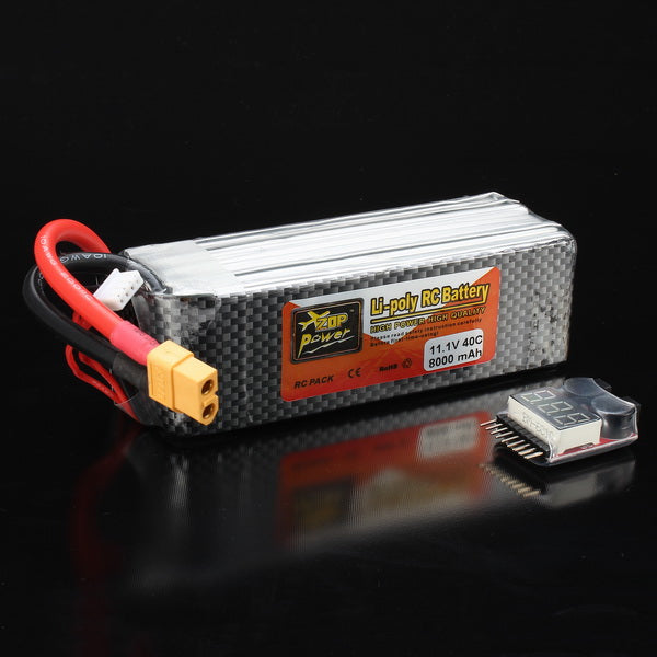 ZOP Power 11.1V 8000mAh 3S 40C Lipo Battery XT60 Plug With Battery Alarm Online Sale