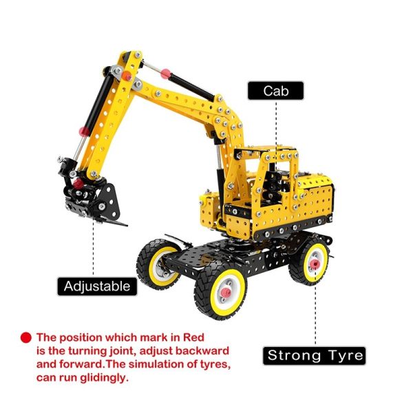 502PCS Construction Model Kit Assembled Excavator Building Block Kit Toys 3D Self-Assembly Metal Model Kit Gift for Children and Online now