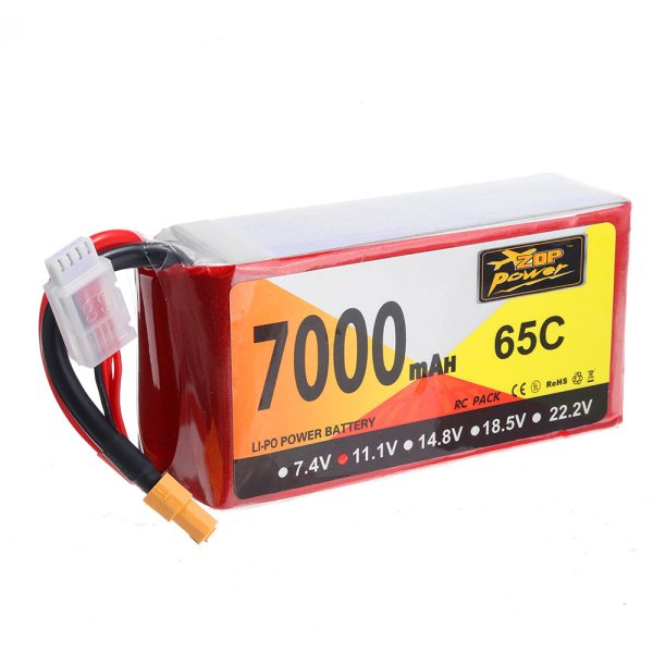 ZOP Power 11.1V 7000mAh 65C 3S Lipo Battery XT60 Plug for Hubsan X4 Pro FPV Quadcopter For Discount