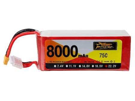 ZOP Power 22.2V 8000mAh 75C 6S Lipo Battery XT60 Plug for RC Drone Online