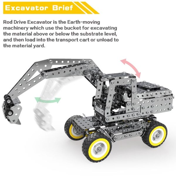 642Pcs Assembling Excavator Toy Set Kit Assembled Building Block Kit Toys 3D Self-Assembly Metal Model Kit Gift for Children and Online Sale