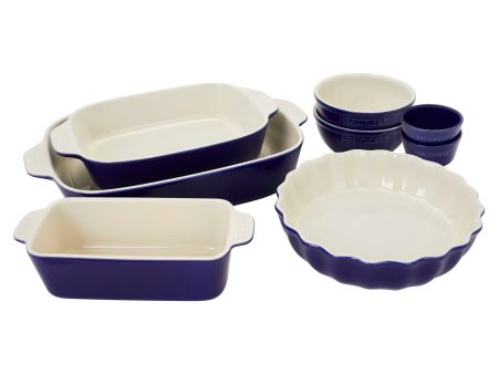 Henckels Ceramic 8-pc Mixed Bakeware & Serving Set - Dark Blue Discount