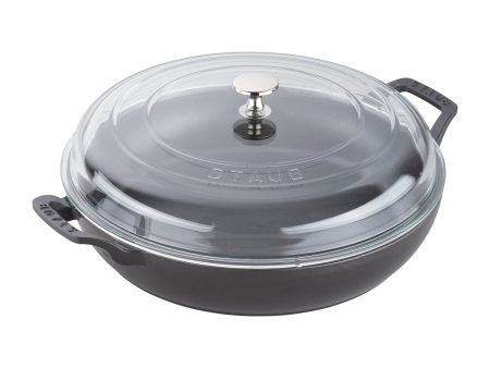 Staub Cast Iron Braiser with Glass Lid, Dutch Oven, 3.5-quart, serves 3-4, Made in France, Matte Black Online Sale