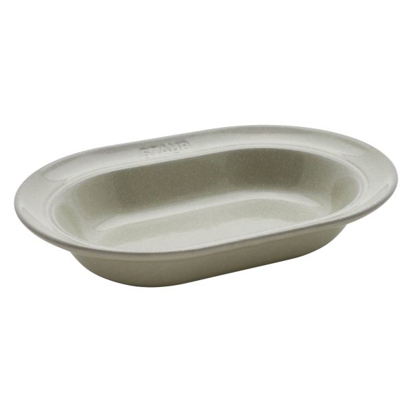 Staub Ceramic Dinnerware 10-inch Oval Serving Dish - White Truffle Fashion