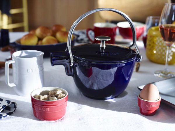 Staub Cast Iron 1-qt Round Tea Kettle - Dark Blue on Sale