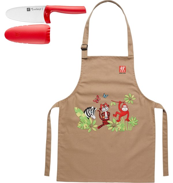 Zwilling Twinny Kids Chefs Knife and Apron 2-pc set - Red For Discount