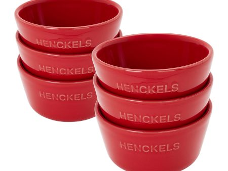 Henckels Ceramic 6-pc Round Ramekin Set - Cherry Red Online Hot Sale