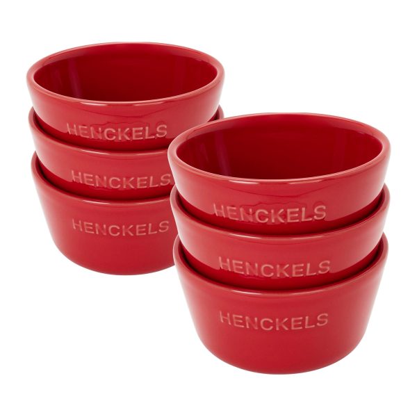 Henckels Ceramic 6-pc Round Ramekin Set - Cherry Red Online Hot Sale