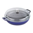 Staub Cast Iron 3.5-qt Braiser with Glass Lid - Dark Blue For Sale