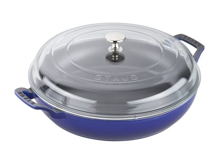 Staub Cast Iron 3.5-qt Braiser with Glass Lid - Dark Blue For Sale