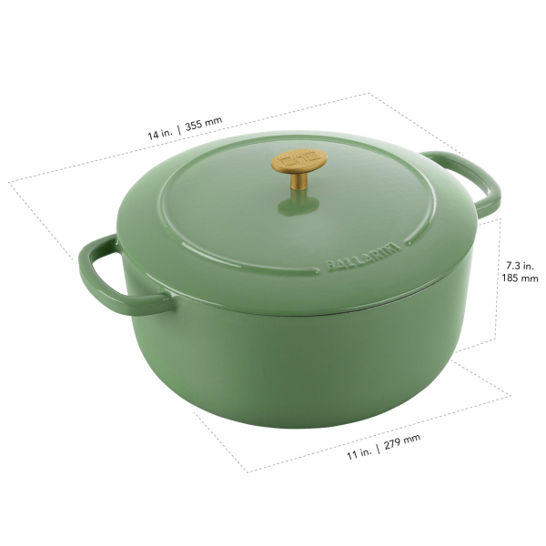 Ballarini Bellamonte Cast Iron 7.5-qt Round Dutch Oven - Saggio Green For Discount