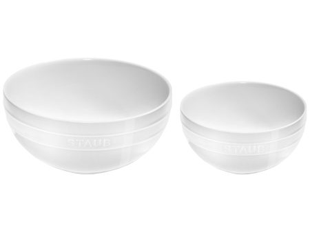 Staub Ceramic 2-pc Nested Mixing Bowl Set - White For Discount