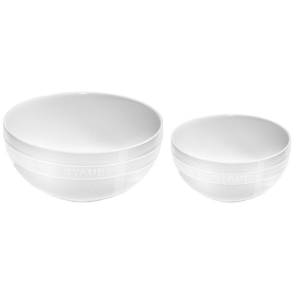 Staub Ceramic 2-pc Nested Mixing Bowl Set - White For Discount