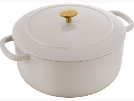 Ballarini Bellamonte Cast Iron 7.5-qt Round Dutch Oven - Crema White For Sale