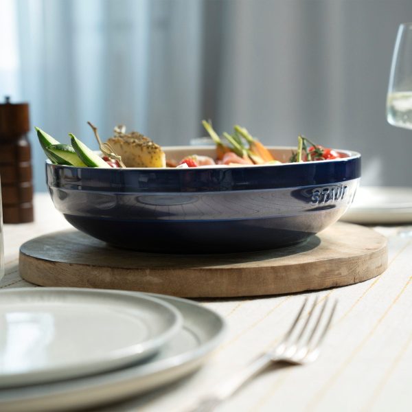 Staub Ceramic 11.5-inch Shallow Serving Bowl - Dark Blue Fashion