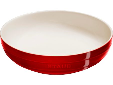 Staub Ceramic 11.5-inch Shallow Serving Bowl - Cherry Hot on Sale