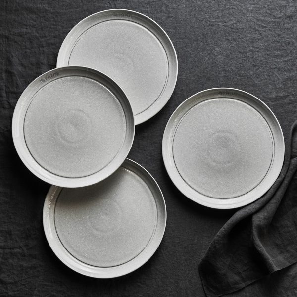 Staub Ceramic Dinnerware 4-pc 10-inch Dinner Plate Set - White Truffle Fashion