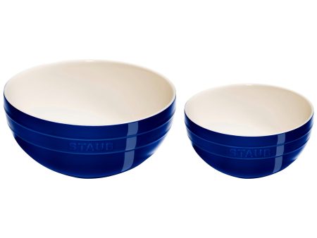 Staub Ceramic 2-pc Nested Mixing Bowl Set - Dark Blue For Discount