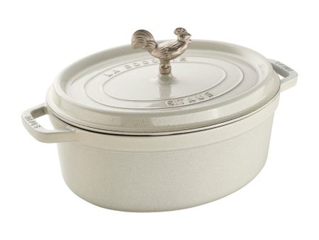 Staub Cast Iron 5.75-qt Coq au Vin Cocotte - White Truffle Hot on Sale