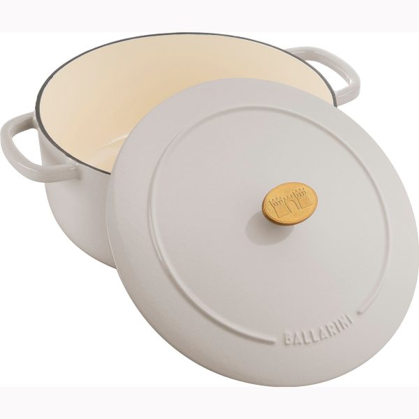 Ballarini Bellamonte Cast Iron 5.75-qt Round Dutch Oven - Crema White Hot on Sale